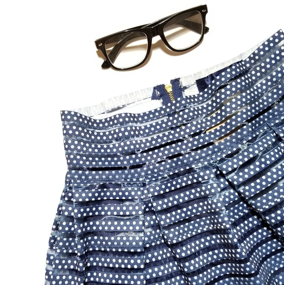 NWT Francesca's Blue Rain Polka Dot Pleated Skirt - Picture 2 of 8